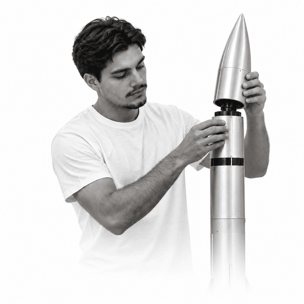 Mert assembling a model rocket
